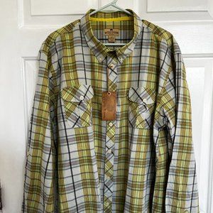Buffalo Jackson NEW Men's XXL Lightweight Yellow and Gray Plaid Cotton Shirt